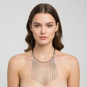 Elegant Silver Fringe Necklace